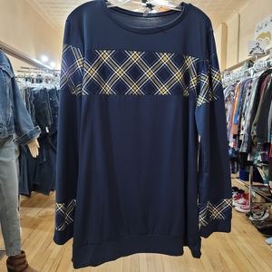 NWOT Acting Pro Navy Yellow Plaid